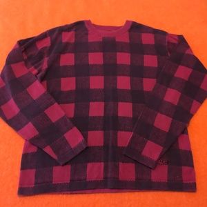 Vintage Ripzone black and red Buffalo hunter plaid check cotton knit sweater EUC